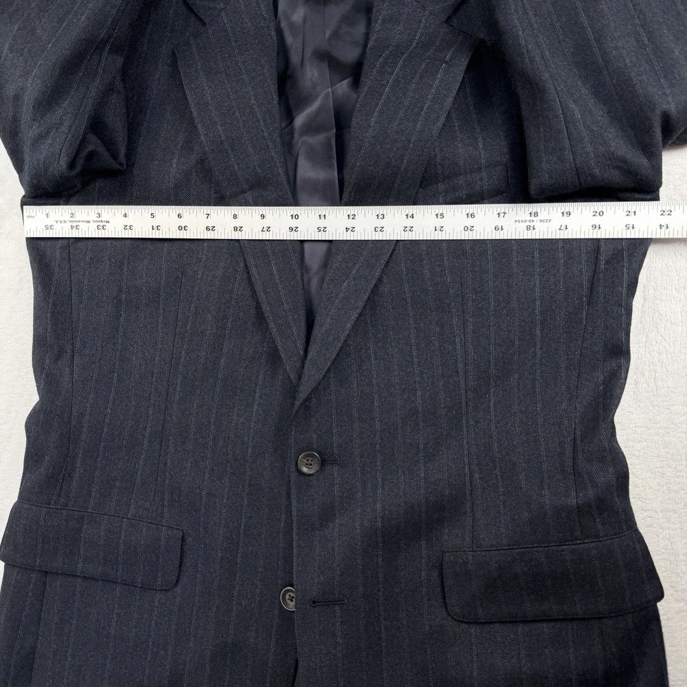 Vtg Chaps Ralph Lauren Tweed Suit Mens 42L 34x35 100% Wool Navy Stripe Union USA